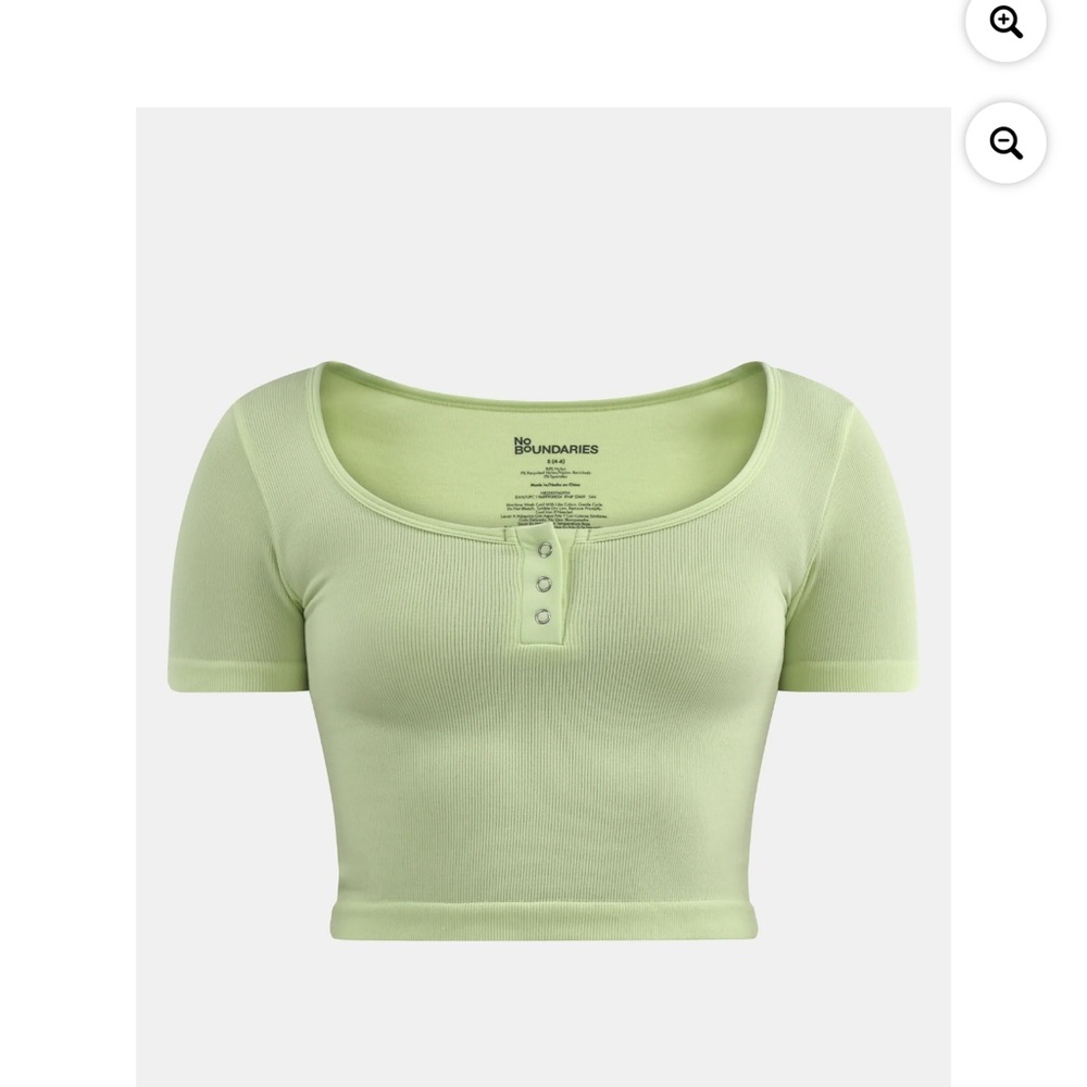 No Boundaries Light Green Ribbed Crop Top XS (0-2) - Picture 5 of 6